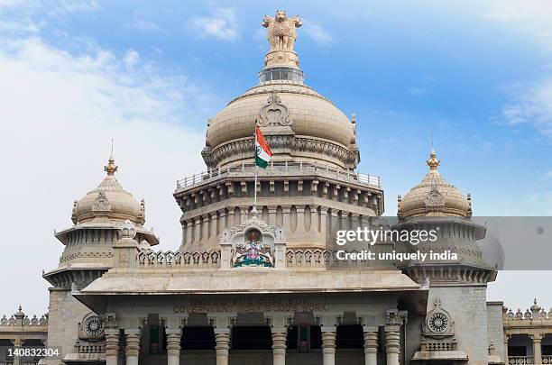 low angle view of a government building, vidhana soudha, bangalore, karnataka, india - bangalore stock pictures, royalty-free photos & images