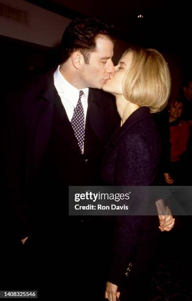 American actor John Travolta and wife/actress Kelly Preston attend the 20th Annual Los Angeles Film Critics Association Awards on January 17, 1995 at...