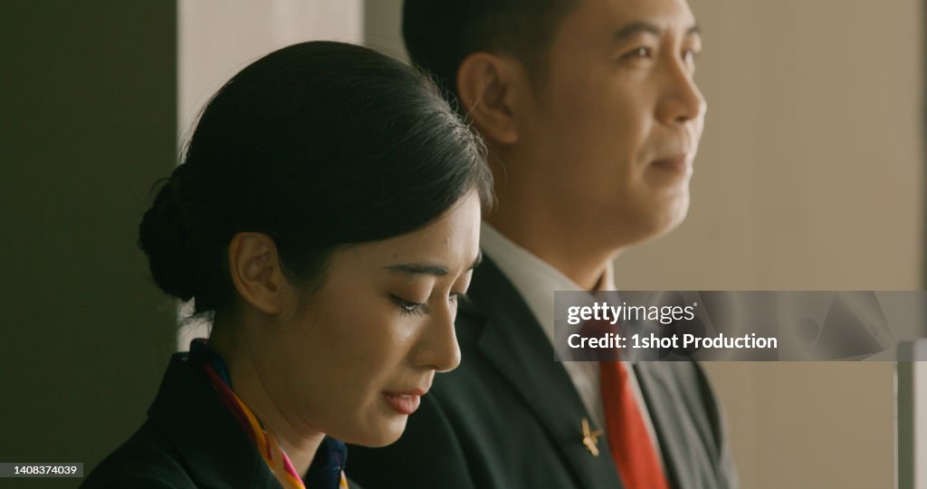 Crew Check In Cabin Crew Checking In Passenger At Checkin Counter Air Travel Concept ...