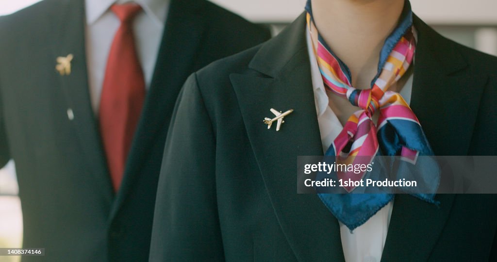 Cabin crew walking together to work.