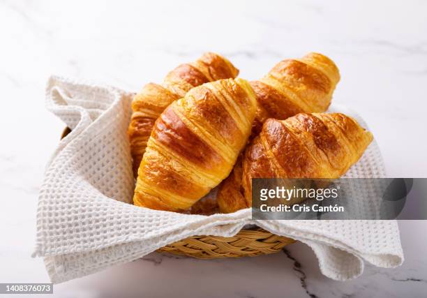 croissants on white background - croissant white background imagens e fotografias de stock