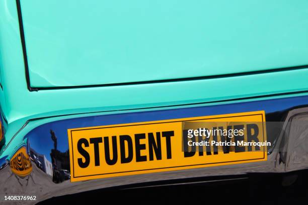 “student driver” bumper sticker - stock photo car chrome bumper stock pictures, royalty-free photos & images