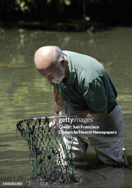 Frogs_043_pc.jpg Eric Mills searched his net after sweeping the muddy pond looking for a frog. Mills came up empty after several attempts. Armed with...