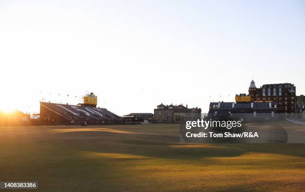 General view across the 1st and 18th holes, with the R&A Clubhouse at sunrise ahead of a practice round prior to The 150th Open at St Andrews Old...