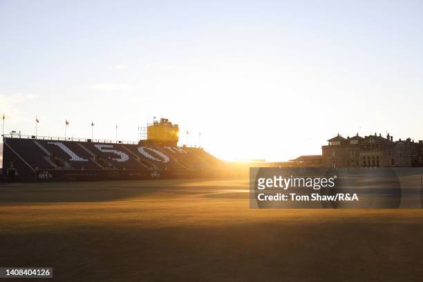 General view across the 1st and 18th holes, with the R&A Clubhouse at sunrise ahead of a practice round prior to The 150th Open at St Andrews Old...