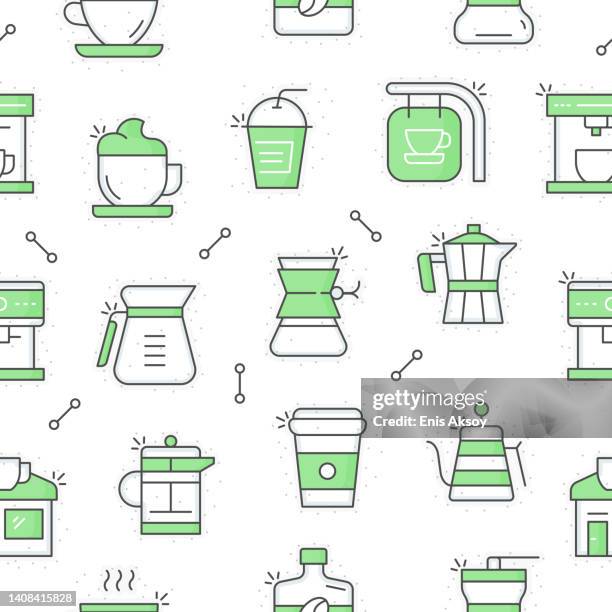 coffee seamless pattern - coffee beans background stock illustrations