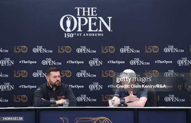 Robert MacIntyre of Scotland speaks in a press conference during a practice round prior to The 150th Open at St Andrews Old Course on July 13, 2022...