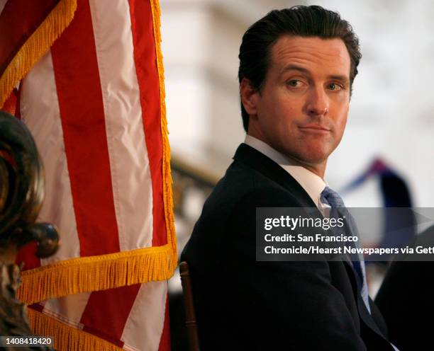 Mayor Gavin Newsom attended a kick-off ceremony for Black History Month at City Hall in San Francisco, Calif. On Friday, Feb. 2, 2007 one day after...