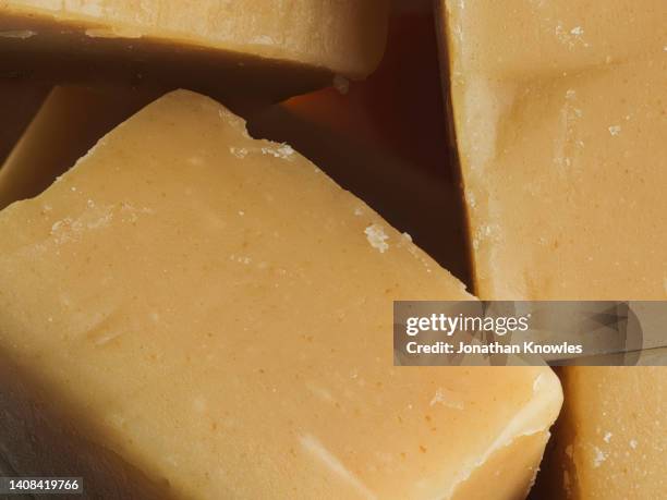 close up blocks of fudge candy - caramel block stock pictures, royalty-free photos & images
