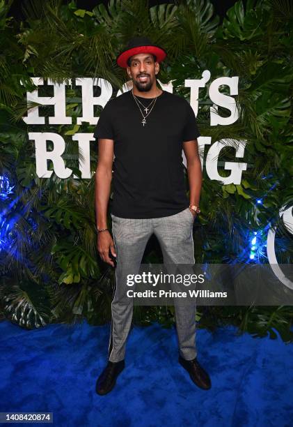 Alexis Ajinça attends "HBCU's Rising" with J.R. Smith on July 12, 2022 at The Dottie at Triumph Station in Fayetteville, Georgia.