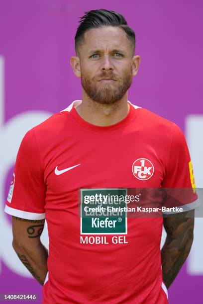 Mike Wunderlich of 1. FC Kaiserslautern poses during the team presentation at Fritz-Walter-Stadion on July 12, 2022 in Kaiserslautern, Germany.