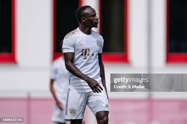 Sadio Mane of FC Bayern Munich during a training session of FC Bayern München at Saebener Strasse training ground on July 13, 2022 in Munich, Germany.