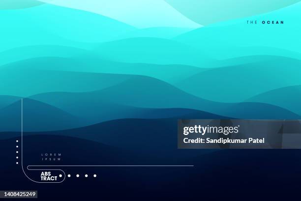 illustrations, cliparts, dessins animés et icônes de paysage marin océanique abstrait bleu. surface de la mer. vagues d’eau. - bon état