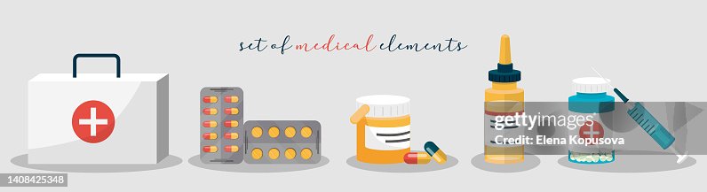 Health Realted Element The Concept Of Medicine And Healthcare Set Of Medical Elements On An ...