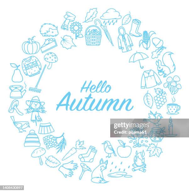 autumn icon set various symbols - fall bonfire stock illustrations