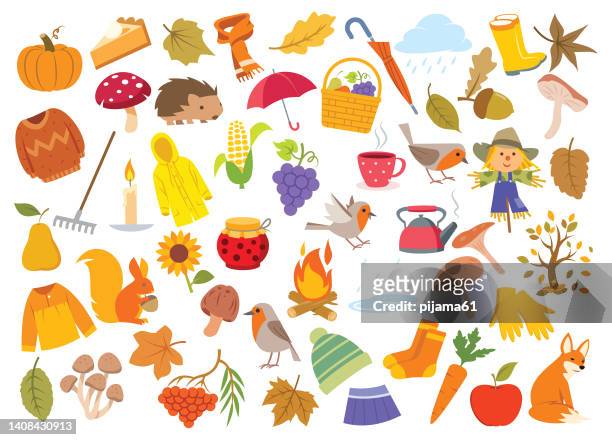 background design with autumn icons and objects. - grape seed stock illustrations