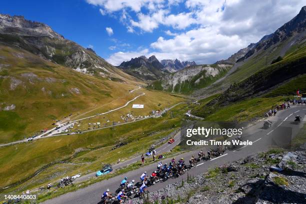 General view of Geraint Thomas of The United Kingdom and Team INEOS Grenadiers, Jonas Vingegaard Rasmussen of Denmark and Team Jumbo - Visma, Tadej...