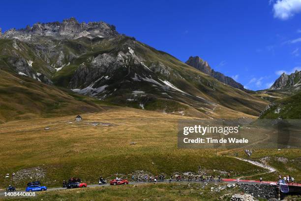 General view of Geraint Thomas of The United Kingdom and Team INEOS Grenadiers, Jonas Vingegaard Rasmussen of Denmark and Team Jumbo - Visma, Tadej...