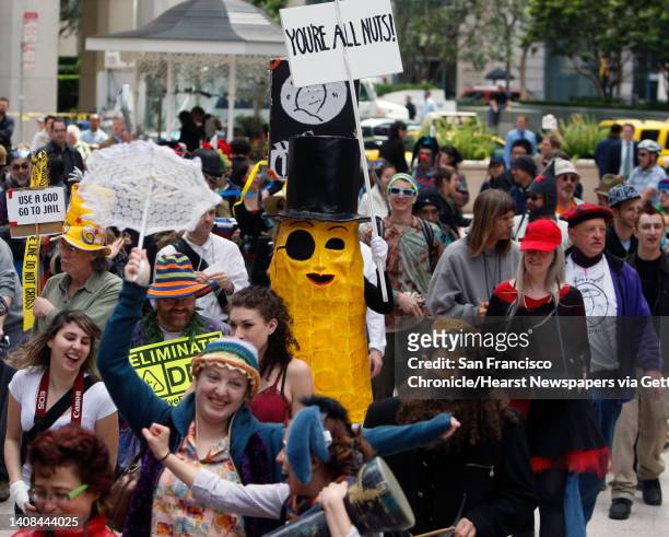 Mr. Peanut made an appearance at the 30th annual St. Stupid's Day parade in San Francisco, Calif., on Tuesday, April 1, 2008. Photo by Paul Chinn /...