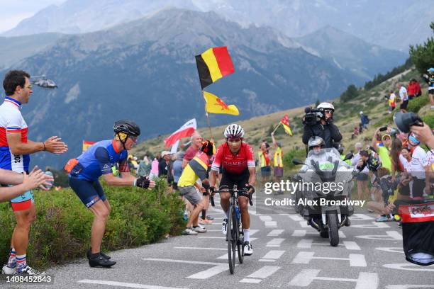 Nairo Alexander Quintana Rojas of Colombia and Team Arkéa - Samsic competes while fans cheer at Col du Granon during the 109th Tour de France 2022,...