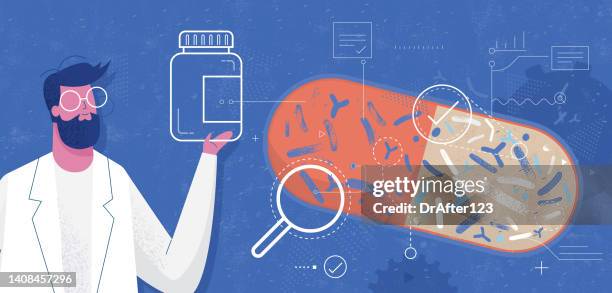 supporting microbiota with probiotics - probiotic stock illustrations
