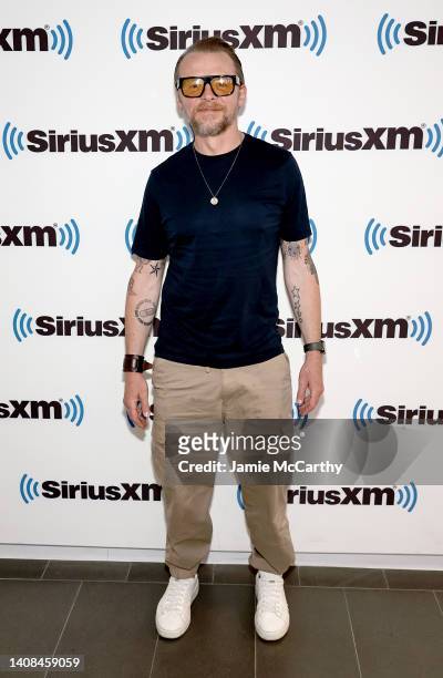 Simon Pegg visits SiriusXM at SiriusXM Studios on July 13, 2022 in New York City.