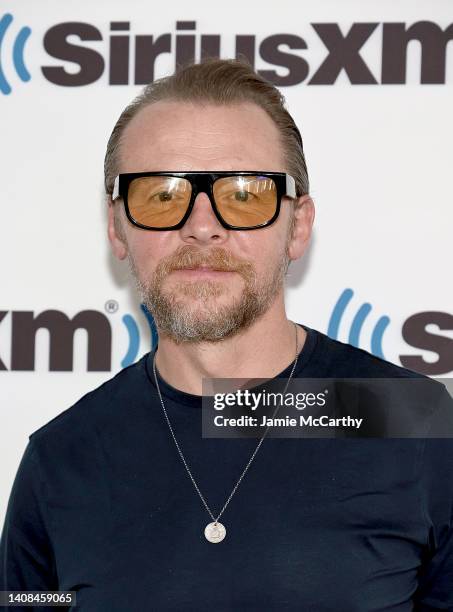 Simon Pegg visits SiriusXM at SiriusXM Studios on July 13, 2022 in New York City.