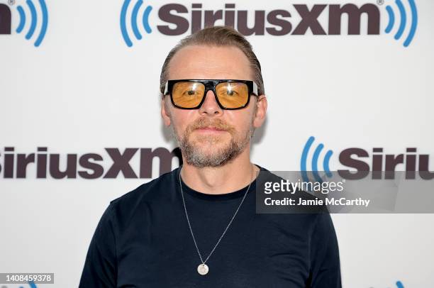Simon Pegg visits SiriusXM at SiriusXM Studios on July 13, 2022 in New York City.