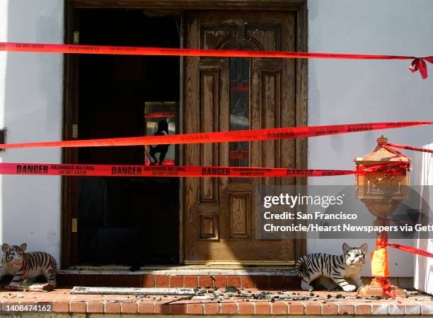 Home on Glenview Drive that is decorated with ceramic tigers was red-tagged by authorities in San Bruno on Saturday.