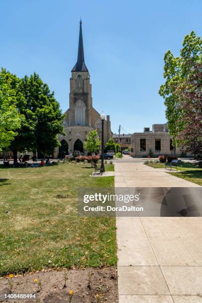 victoria park and st. andrew's united church, brantford, canada - christian college stock pictures, royalty-free photos & images