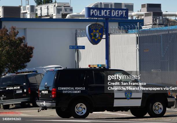 Police vehicle arrives at the department's headquarters in Vallejo, Calif. On Tuesday, July 14, 2015. The FBI is investigating a bizarre kidnapping...