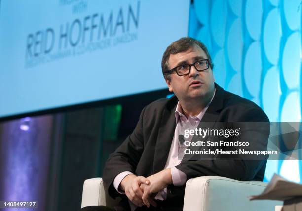 LinkedIn executive chairman and co-founder Reid Hoffman speaks with CNBC's Julia Boorstin during a fireside chat at the Internet Association's...