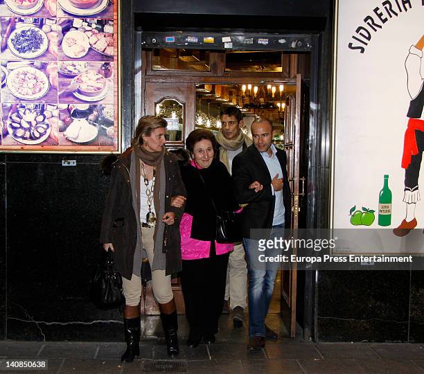 Princess Margarita of Spain , her daughter Maria Zurita , TV presenter Jesus Vazquez and his civil partner Roberto Cortes are seen leaving a...