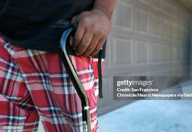 Kevin Hart continues to use a cane to help him walk in Elk Grove, Calif. On Friday, Sept. 23, 2016 several years after he was hit by a car. Hart was...