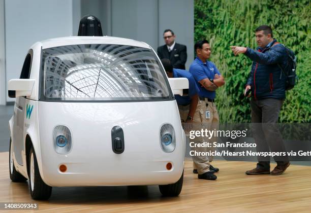 The Waymo self-driving car is unveiled at Google's offices in San Francisco, Calif. On Tuesday, Dec. 13, 2016.