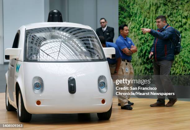 The Waymo self-driving car is unveiled at Google's offices in San Francisco, Calif. On Tuesday, Dec. 13, 2016.