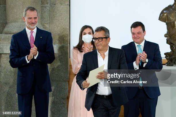 Andreu Buenafuente receives the National Culture awards 2020 from King Felipe VI of Spain and Queen Letizia of Spain at the El Prado museum on July...