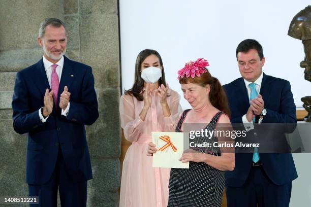 King Felipe VI of Spain and Queen Letizia of Spain attend the National Culture awards 2020 at the El Prado museum on July 13, 2022 in Madrid, Spain.