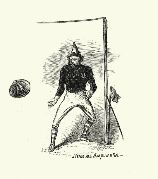 goalkeeper during the 1872 scotland v england football match, sport's first-ever international - england v scotland football 1872 goalkeeper stock illustrations