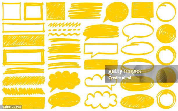 hand drawn design elements - highlighter stock illustrations