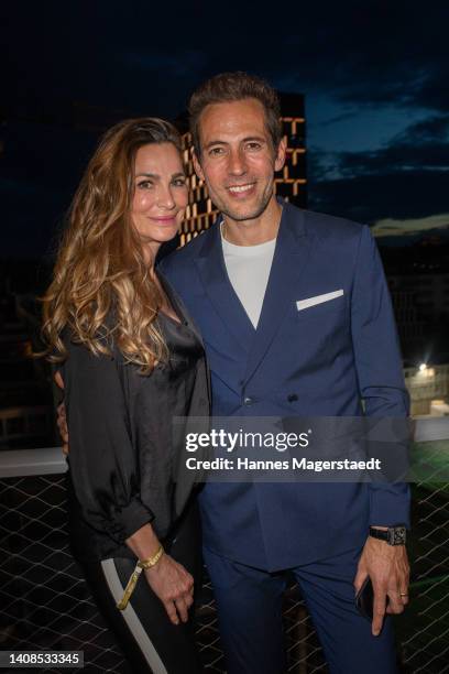 Alexandra Kamp and Alexander Mazza attend the 50th anniversary celebration of Playboy Germany on July 13, 2022 in Munich, Germany.