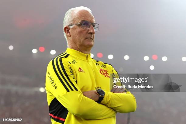 Dorival Junior head coach of Flamengo looks on during a Copa Do Brasil 2022 Round of Sixteen second leg match between Flamengo and Atletico Mineiro...