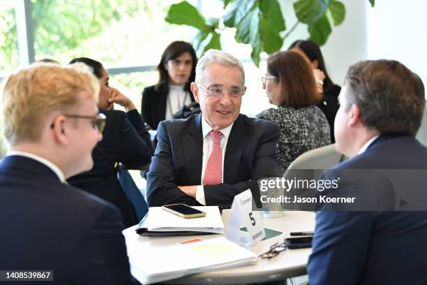Álvaro Uribe Vélez, Former President, The Republic of Colombia attends 2022 Concordia Americas Summit - Day 1 at the University of Miami on July 13,...