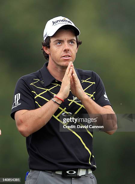 Rory McIlroy of Northern Ireland during final practice for the World Golf Championship Cadillac Championship on the TPC Blue Monster Course at Doral...