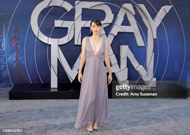 Jessica Henwick attends the World Premiere of Netflix's "The Gray Man" at TCL Chinese Theatre on July 13, 2022 in Hollywood, California.