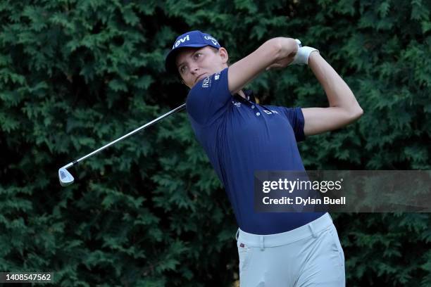 Anne van Dam of the Netherlands plays her shot from the fifth tee during the first round of the Dow Great Lakes Bay Invitational at Midland Country...