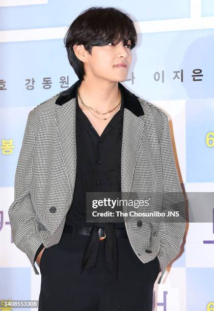Member of BTS attends VIP preview of the film 'Broker' at CGV Yongsan I PARK MALL on June 02, 2022 in Seoul, South Korea.