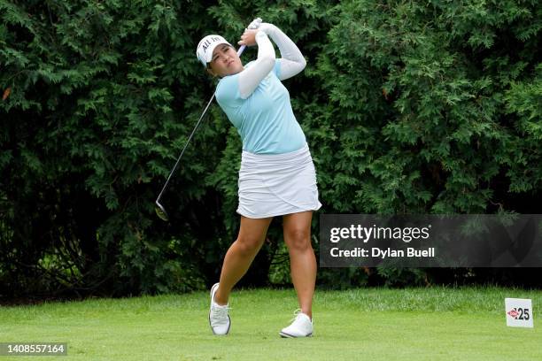 Jasmine Suwannapura of Thailand plays her shot from the fifth tee during the first round of the Dow Great Lakes Bay Invitational at Midland Country...