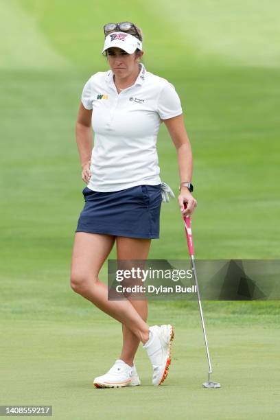 Gerina Mendoza of the United States looks on from the eighth green during the first round of the Dow Great Lakes Bay Invitational at Midland Country...