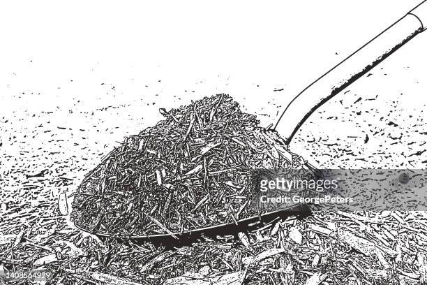 shovel and mulch - compost pile stock illustrations